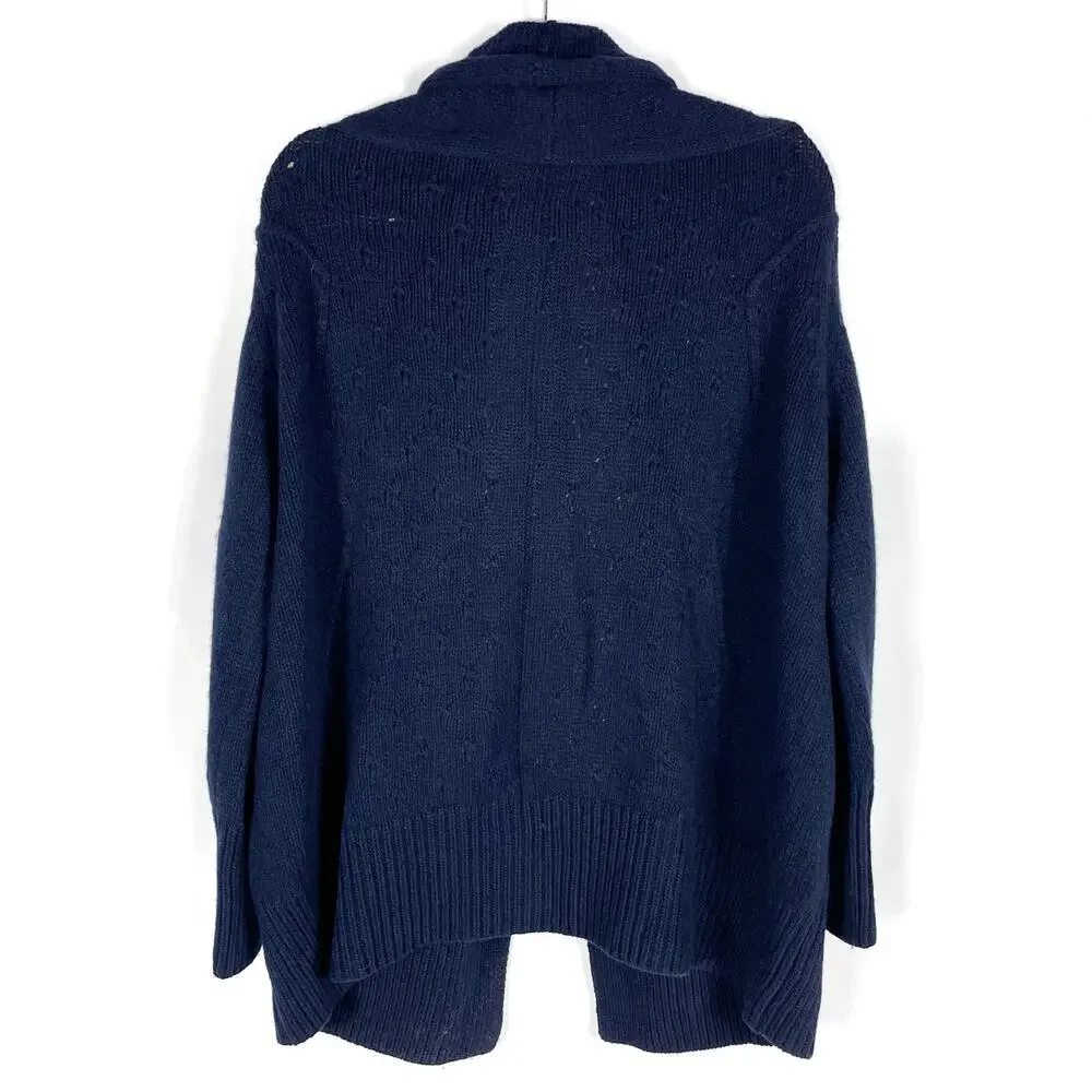 Zadig & Voltaire Cyan Cashmere Cardigan Navy Blue Open Front‎ Long Sleeve Sz M - Picture 11 of 12
